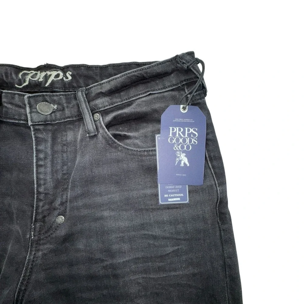 Prps Le Sabre Slim Straight Stretch Denim Jeans Black Stone Wash Men 32 NWT